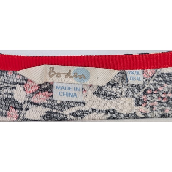 Boden Penny Rabbit Floral Print Retro Mod Dress Black Size 4L Whimsical Preppy - Picture 6 of 13